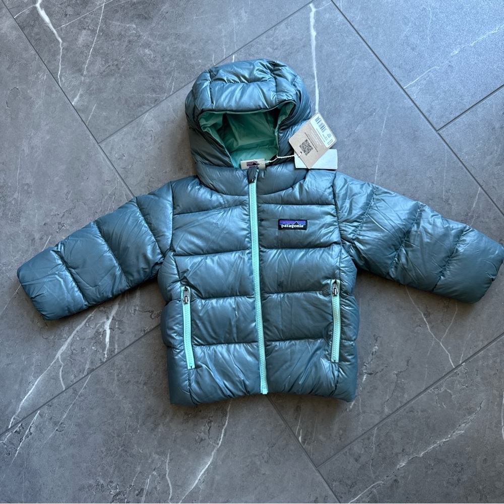 New Patagonia Kids Hi-Loft Down Sweater Hoody Jacket Size 12-18 Month